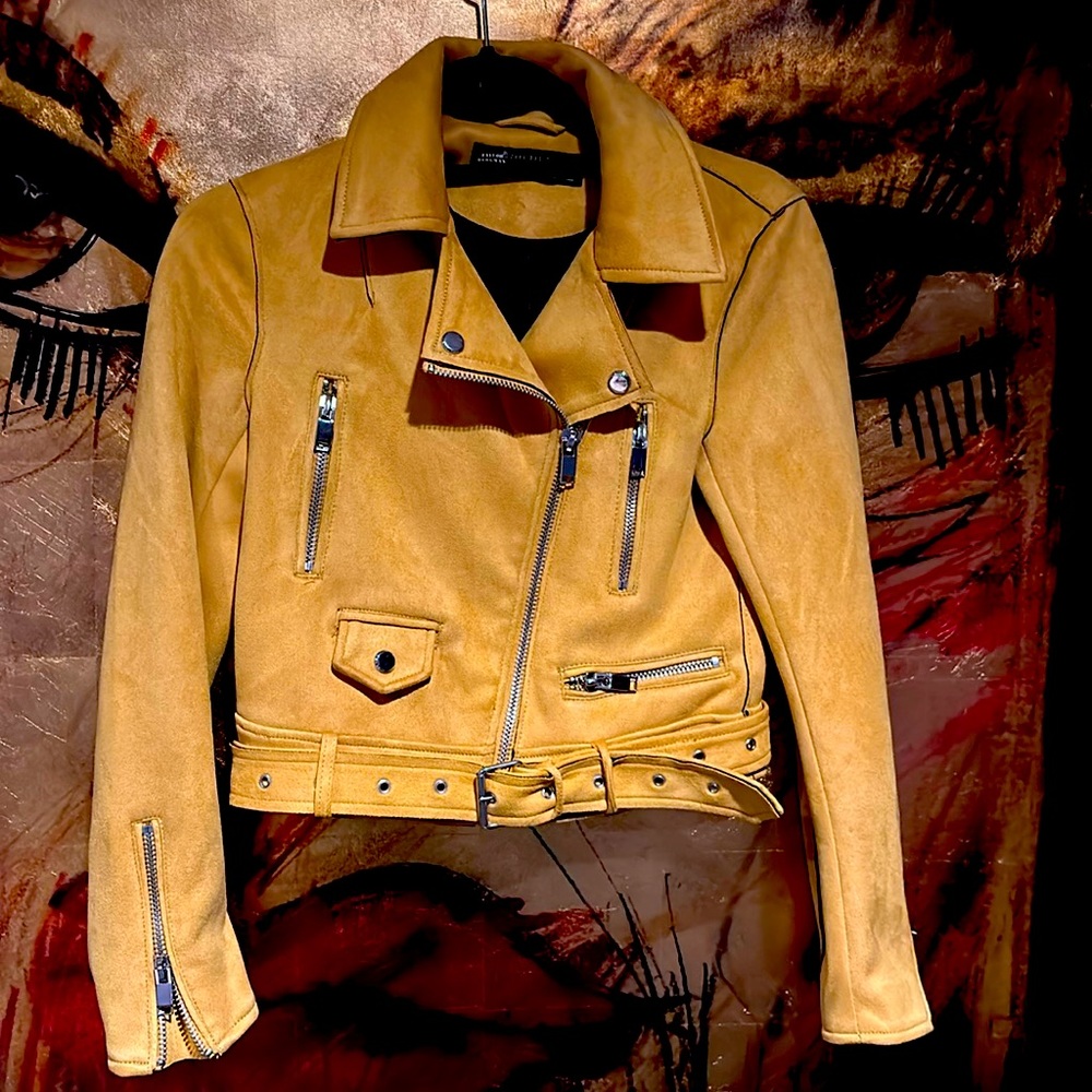 ZARA excellent condition beautiful gold faux suede